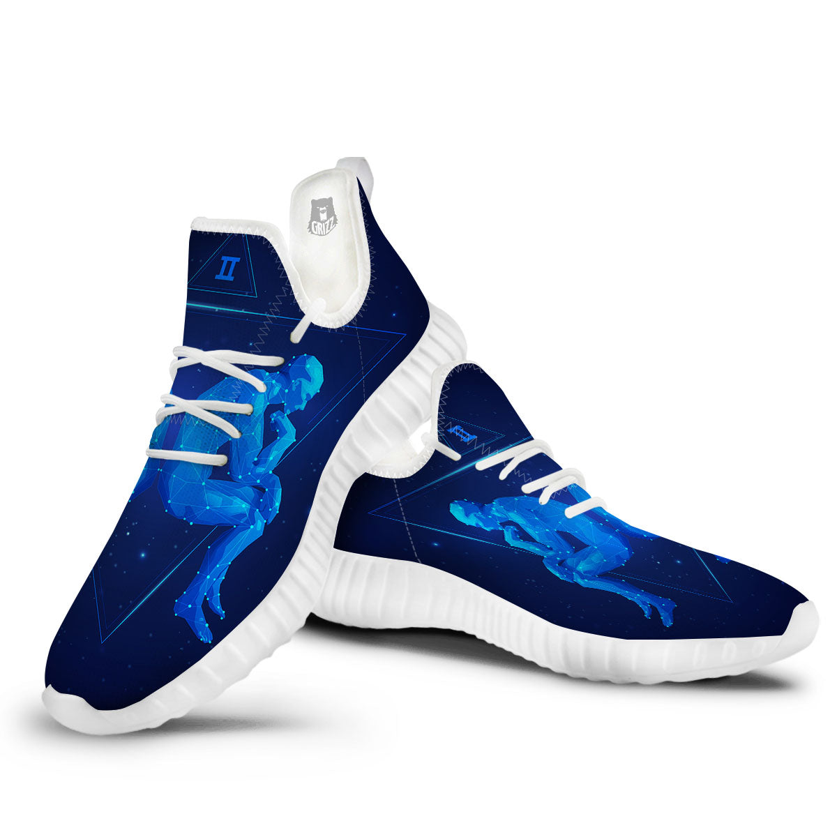 Constellation Gemini Print White Walking Shoes-grizzshop