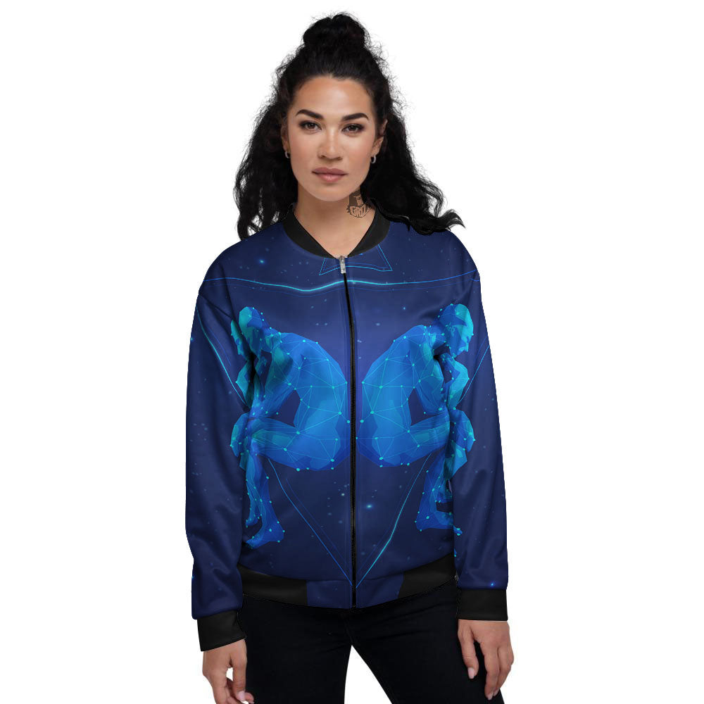 Constellation Gemini Print Women's Bomber Jacket-grizzshop