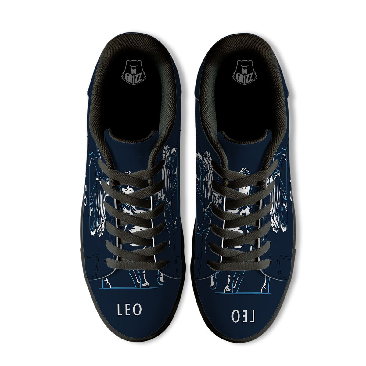 Constellation Leo Print Black Low Top Sneakers-grizzshop