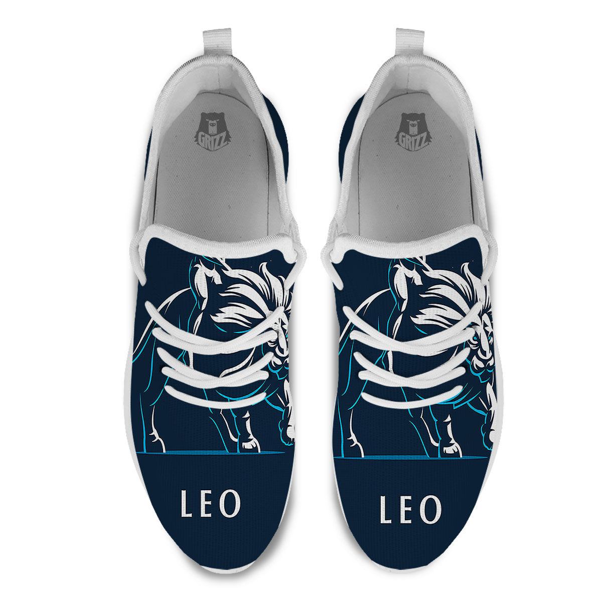 Constellation Leo Print White Athletic Shoes-grizzshop