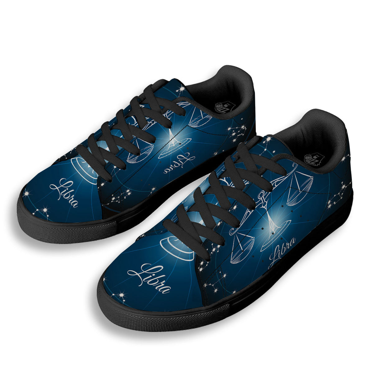 Constellation Libra Print Black Low Top Sneakers-grizzshop