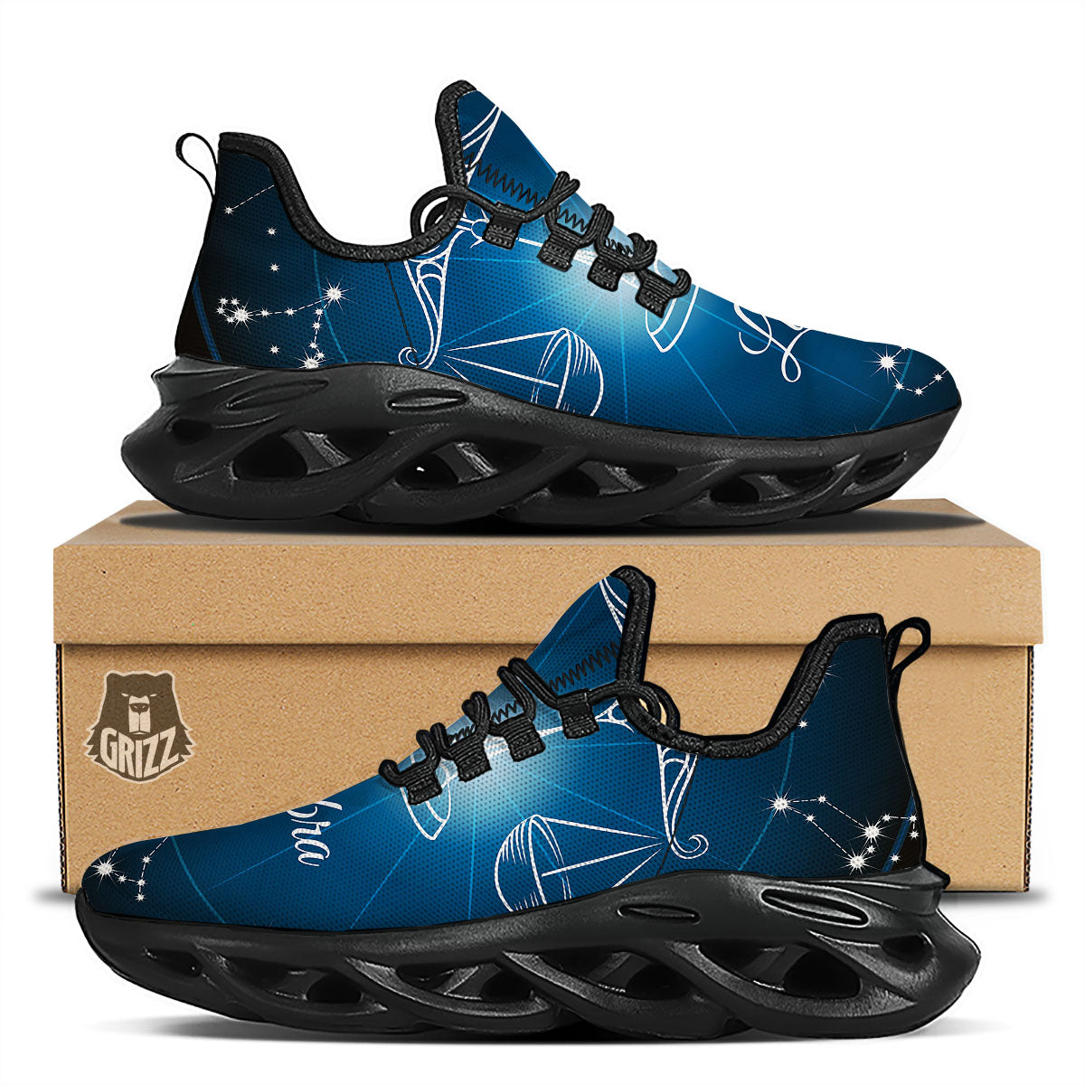 Constellation Libra Print Black Running Shoes-grizzshop