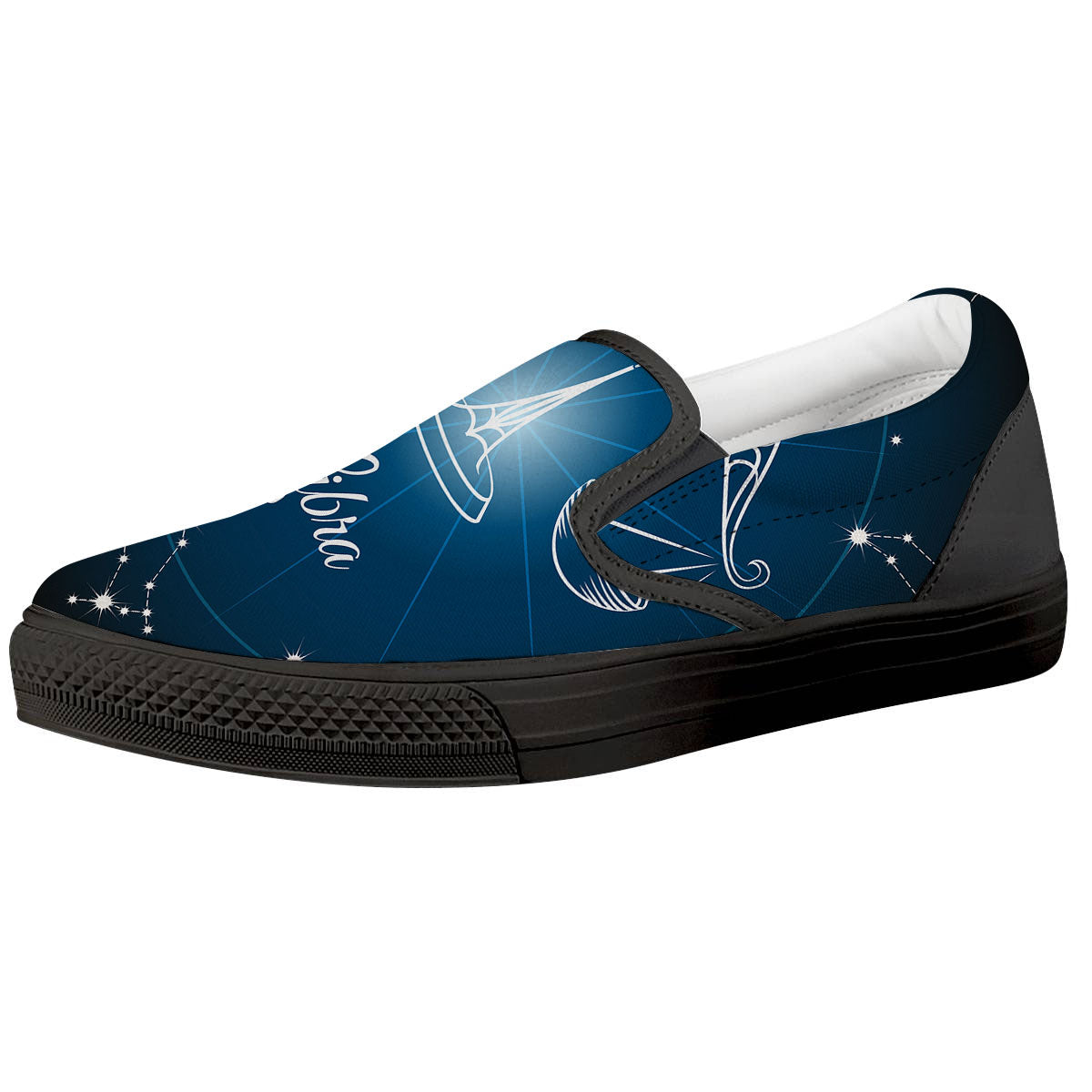 Constellation Libra Print Black Slip On Shoes-grizzshop