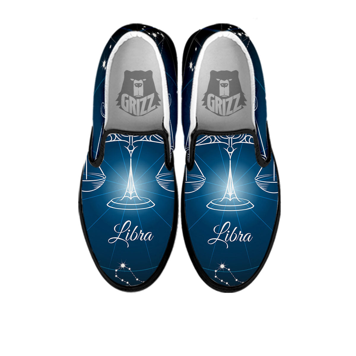 Constellation Libra Print Black Slip On Shoes-grizzshop