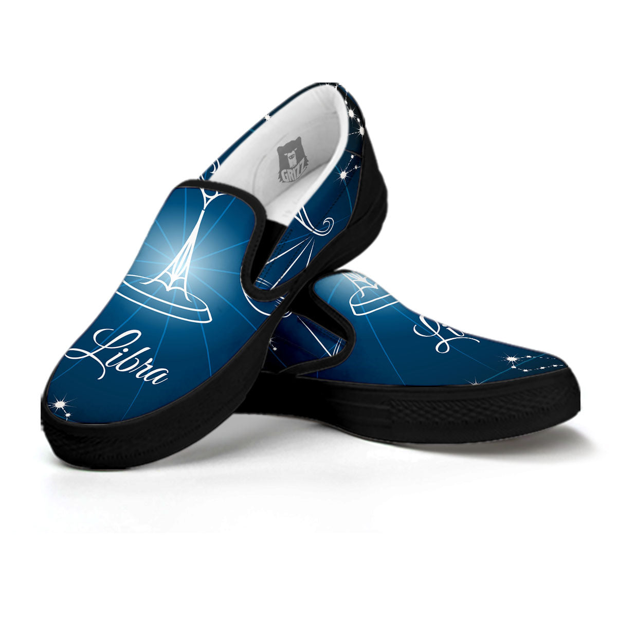 Constellation Libra Print Black Slip On Shoes-grizzshop