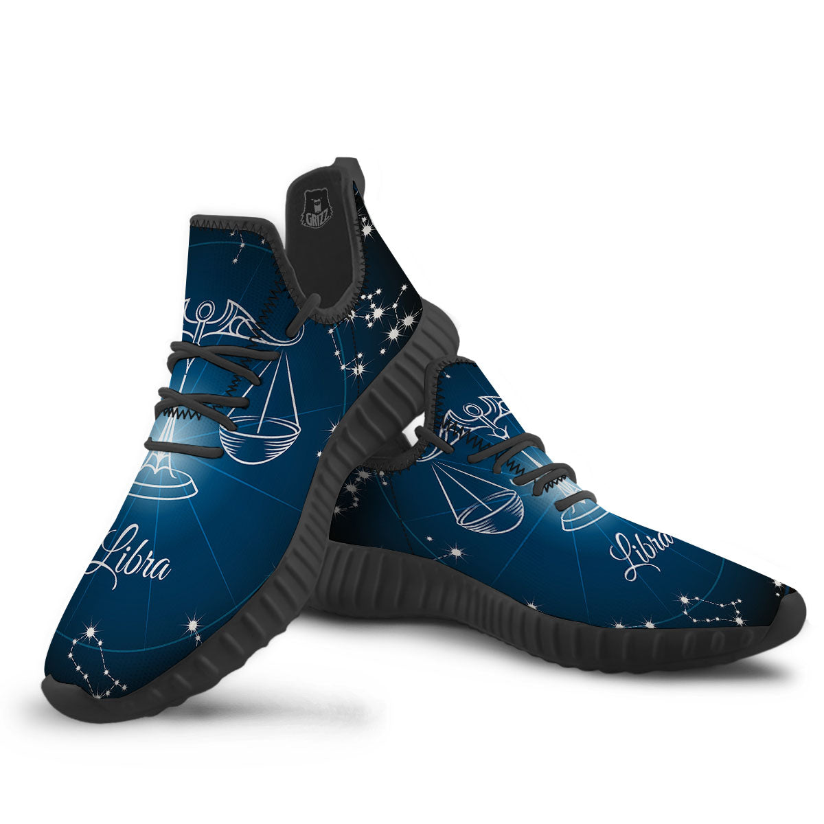 Constellation Libra Print Black Walking Shoes-grizzshop