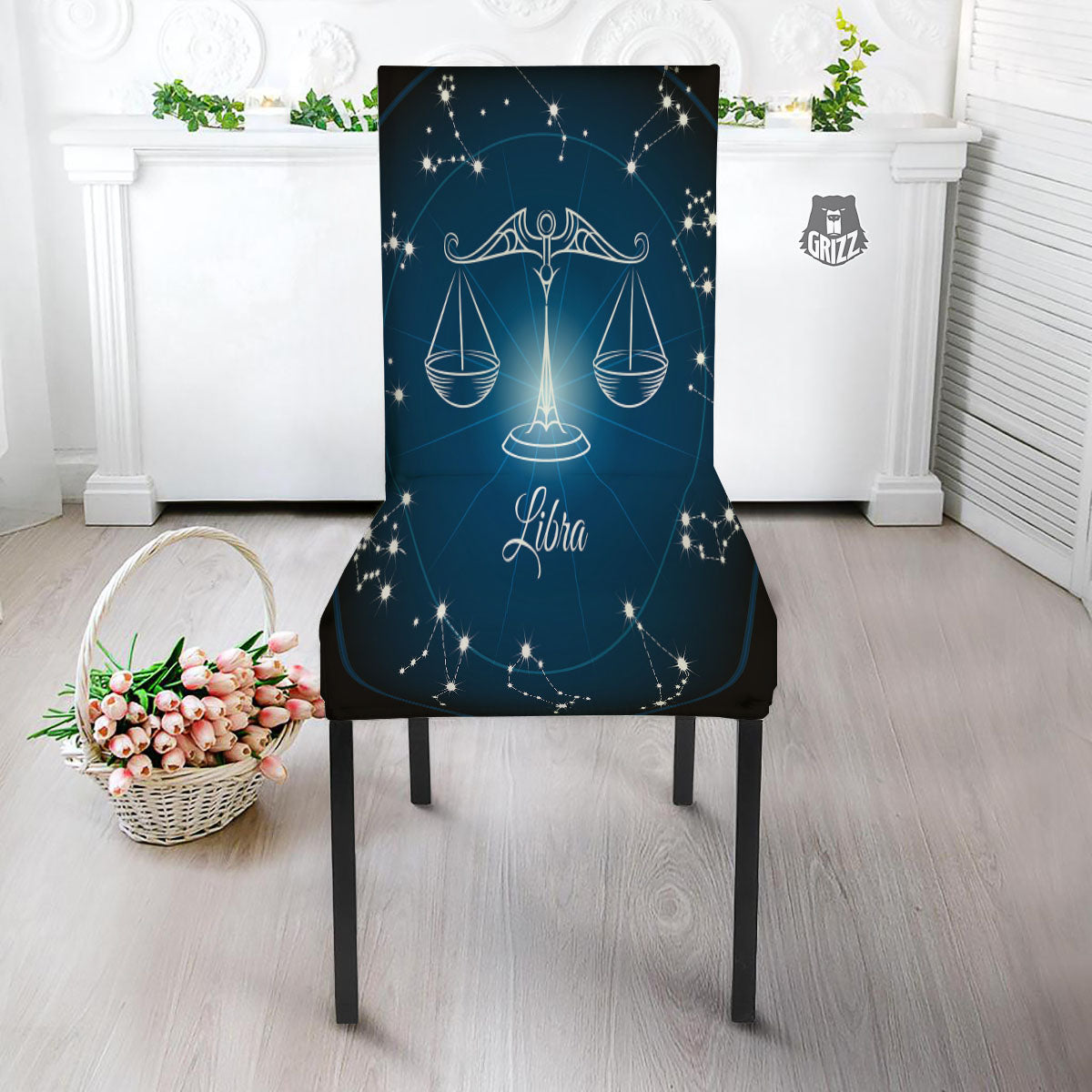 Constellation Libra Print Dining Chair Slipcover-grizzshop