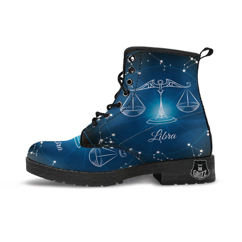 Constellation Libra Print Leather Boots-grizzshop