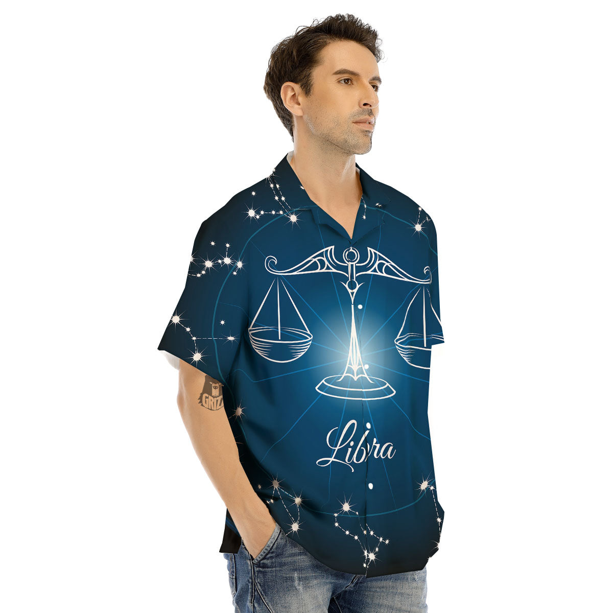 Constellation Libra Print Men's Hawaiian Shirt-grizzshop