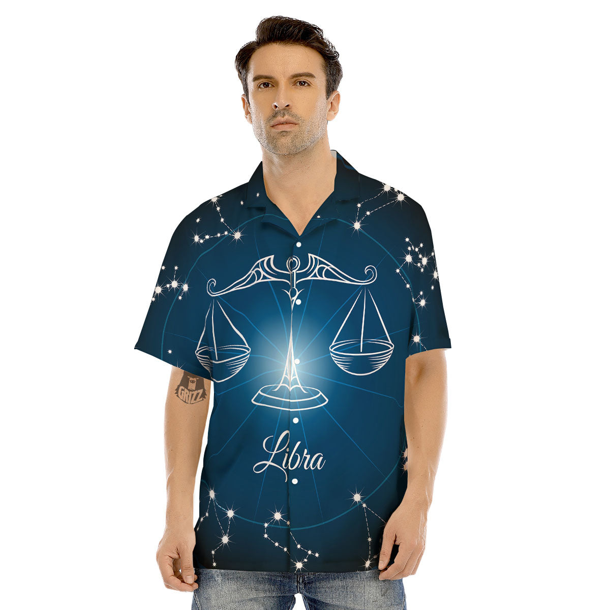 Constellation Libra Print Men's Hawaiian Shirt-grizzshop