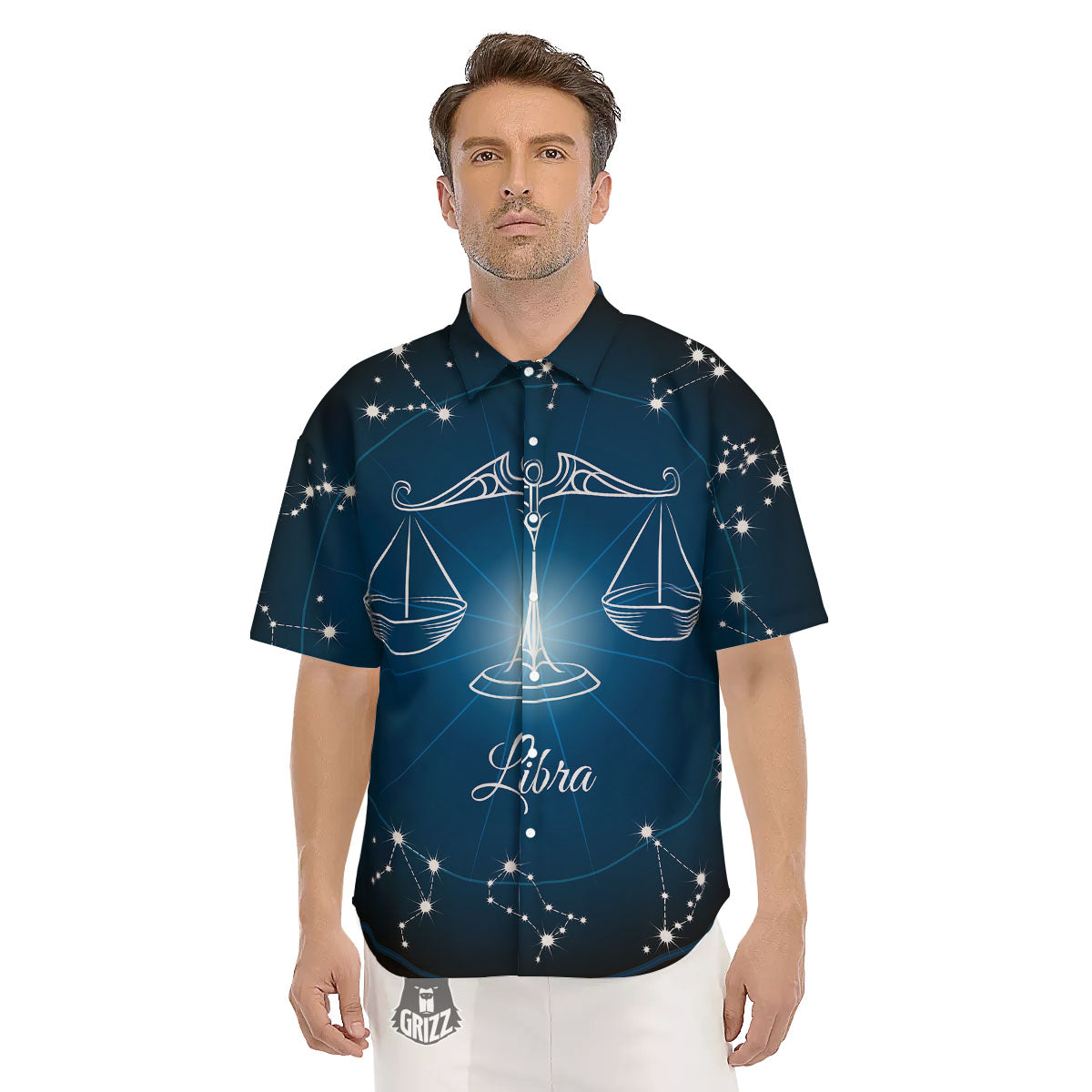 Constellation Libra Print Men's Short Sleeve Shirts-grizzshop