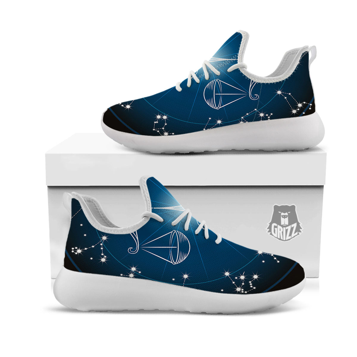 Constellation Libra Print White Athletic Shoes-grizzshop