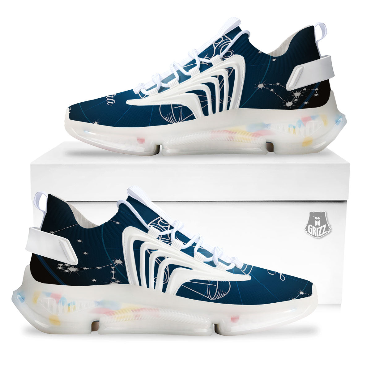 Constellation Libra Print White Gym Shoes-grizzshop