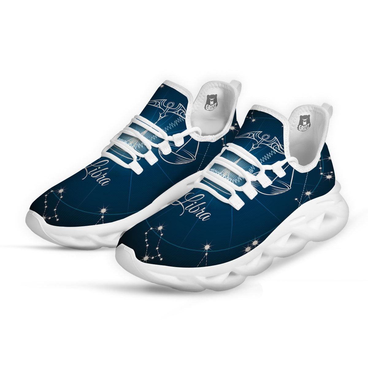 Constellation Libra Print White Running Shoes-grizzshop