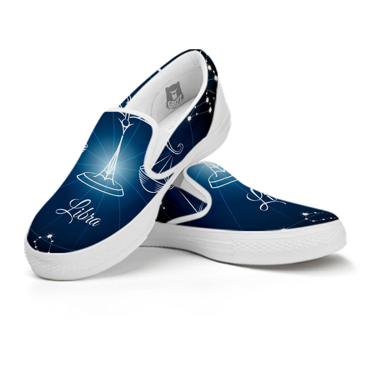 Constellation Libra Print White Slip On Shoes-grizzshop