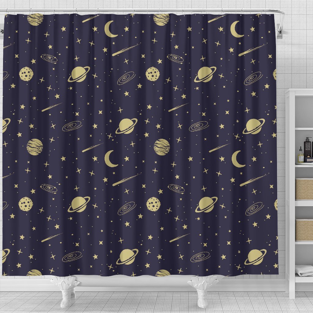 Constellation Pattern Print Bathroom Shower Curtain-grizzshop