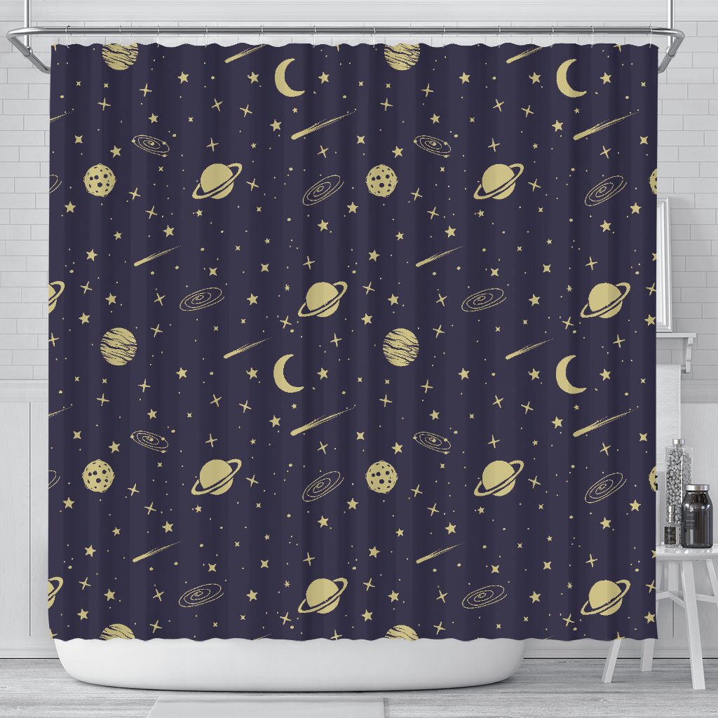 Constellation Pattern Print Bathroom Shower Curtain-grizzshop