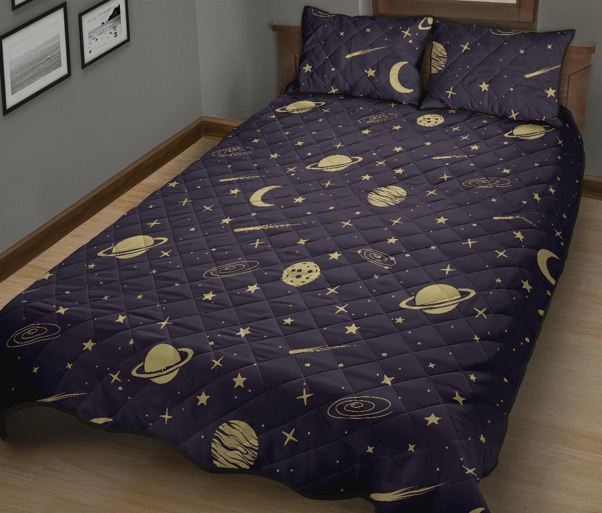 Constellation Pattern Print Bed Set Quilt-grizzshop