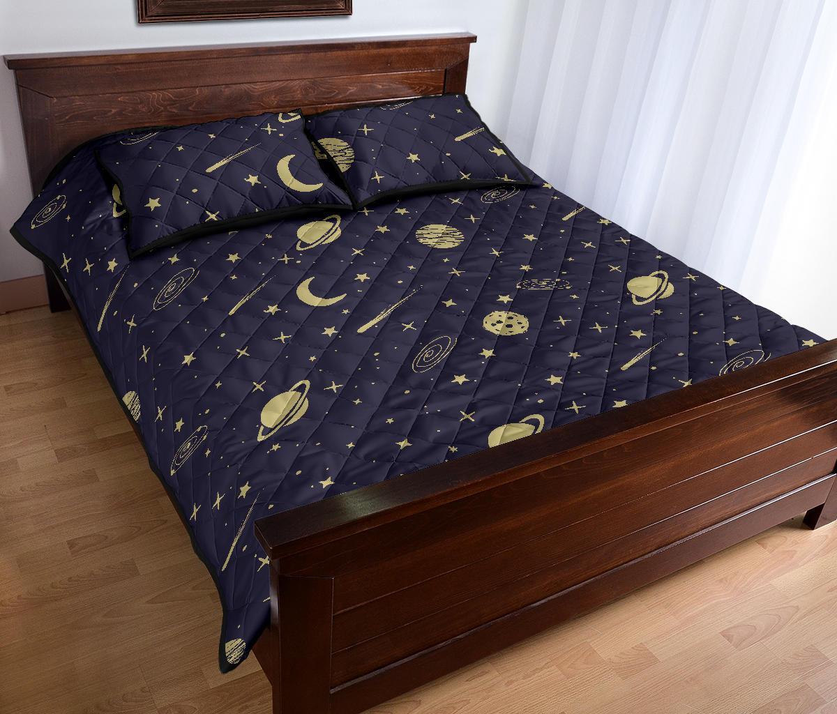 Constellation Pattern Print Bed Set Quilt-grizzshop