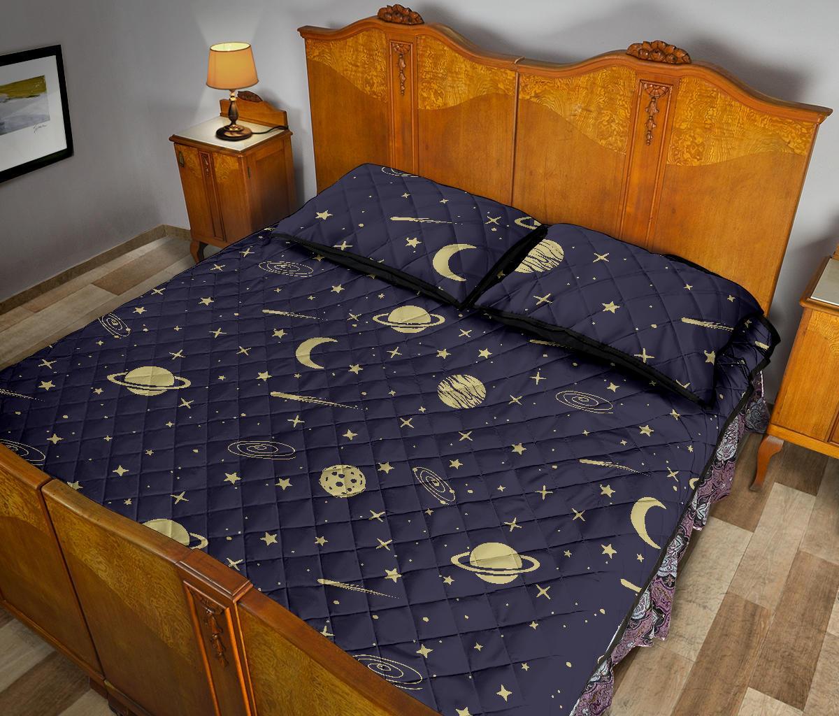 Constellation Pattern Print Bed Set Quilt-grizzshop