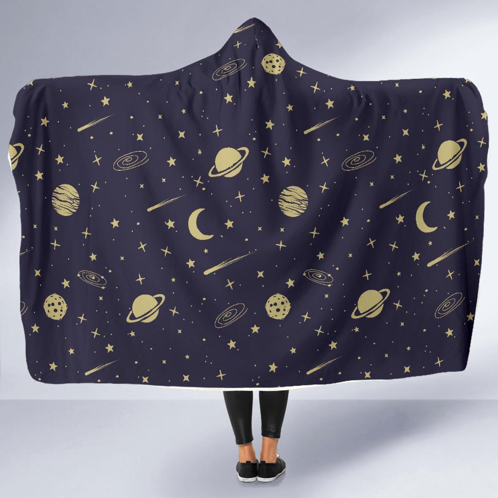 Constellation Pattern Print Hooded Blanket-grizzshop