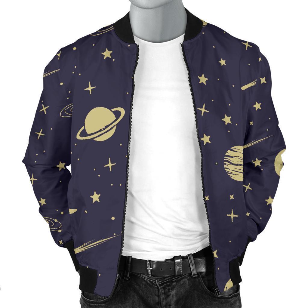 Constellation Pattern Print Men's Bomber Jacket-grizzshop