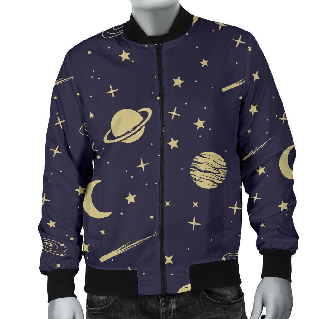 Constellation Pattern Print Men's Bomber Jacket-grizzshop