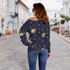 Constellation Pattern Print Women Off Shoulder Sweatshirt-grizzshop