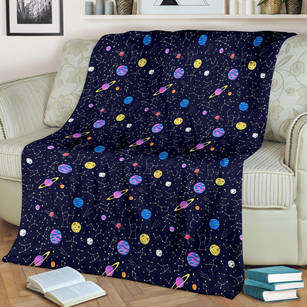 Constellation Planet Print Pattern Blanket-grizzshop