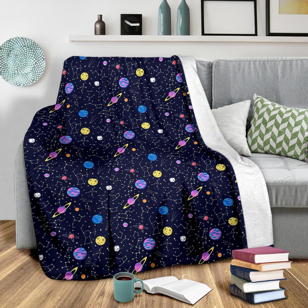 Constellation Planet Print Pattern Blanket-grizzshop