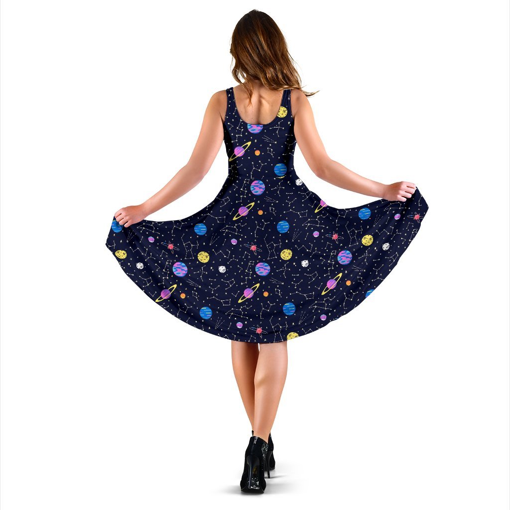 Constellation Planet Print Pattern Dress-grizzshop