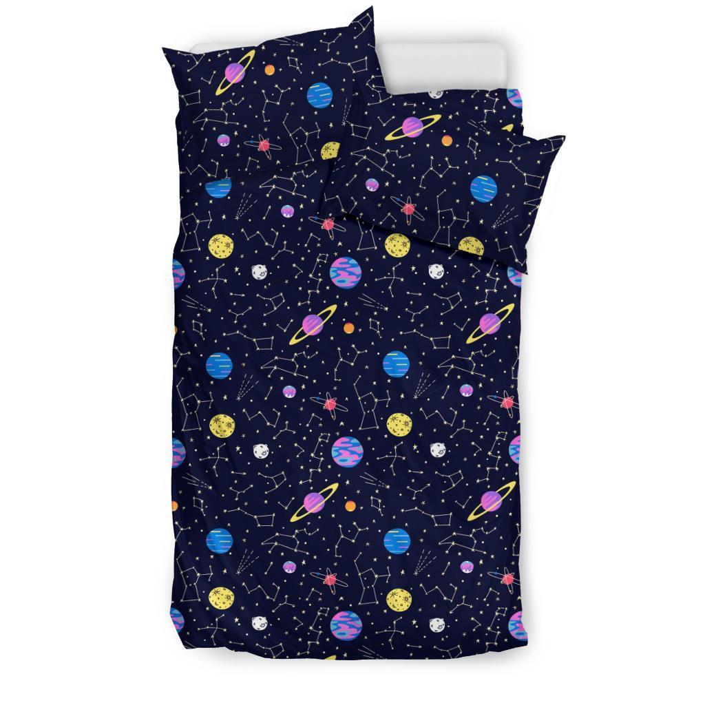 Constellation Planet Print Pattern Duvet Cover Bedding Set-grizzshop