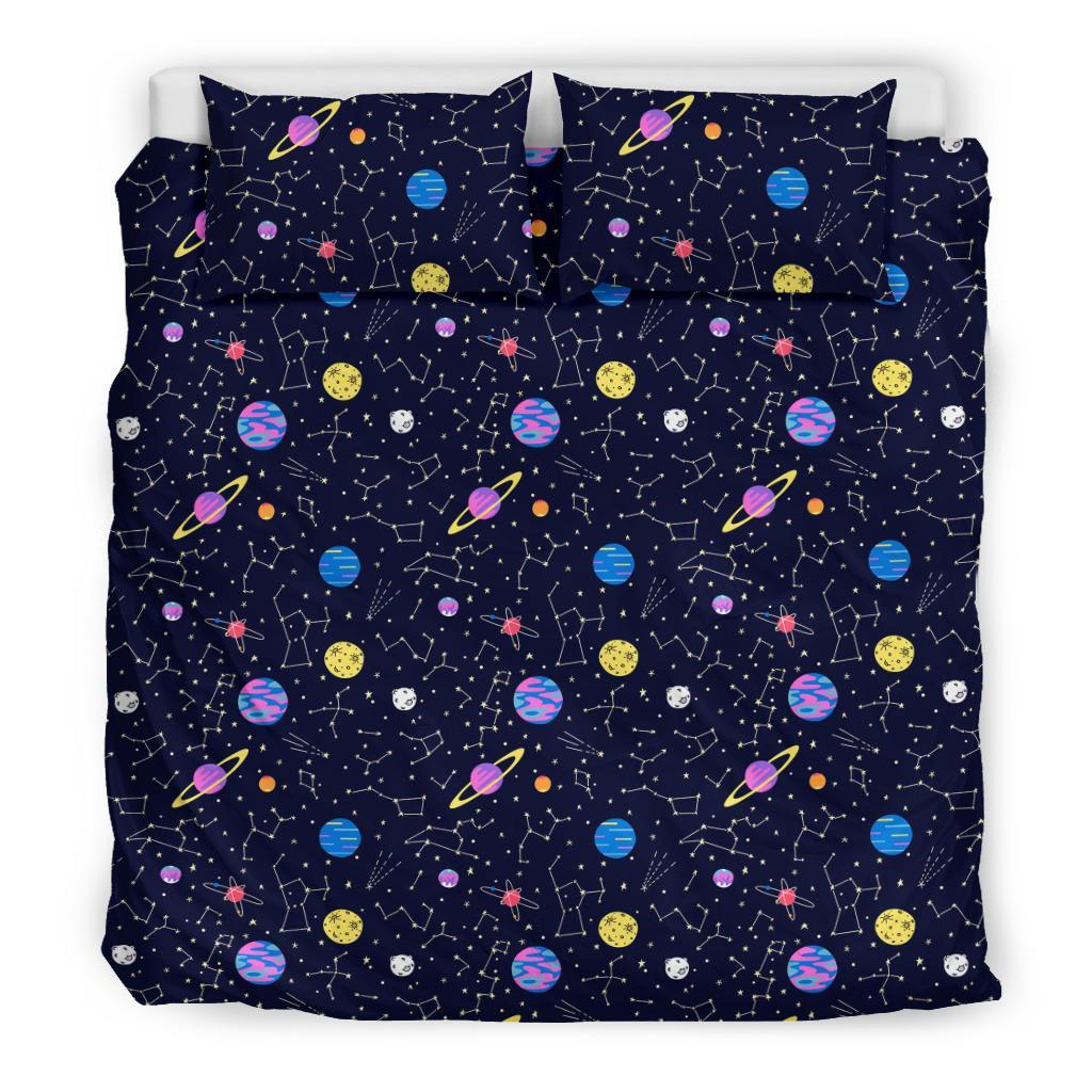 Constellation Planet Print Pattern Duvet Cover Bedding Set-grizzshop