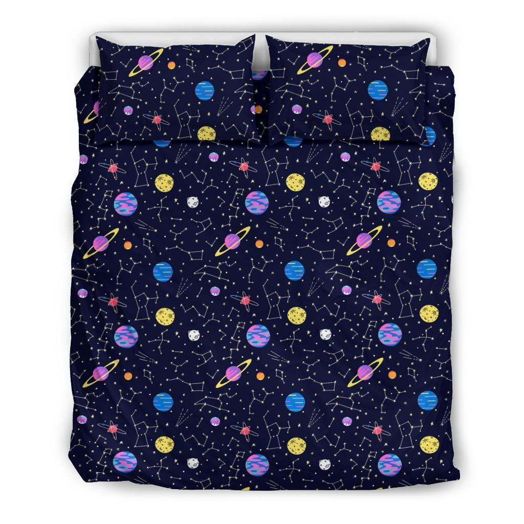 Constellation Planet Print Pattern Duvet Cover Bedding Set-grizzshop