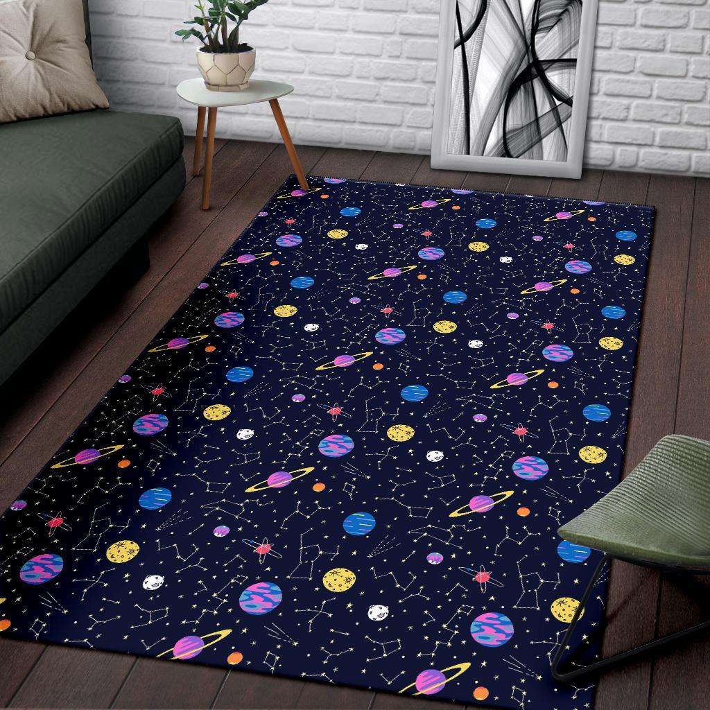 Constellation Planet Print Pattern Floor Mat-grizzshop