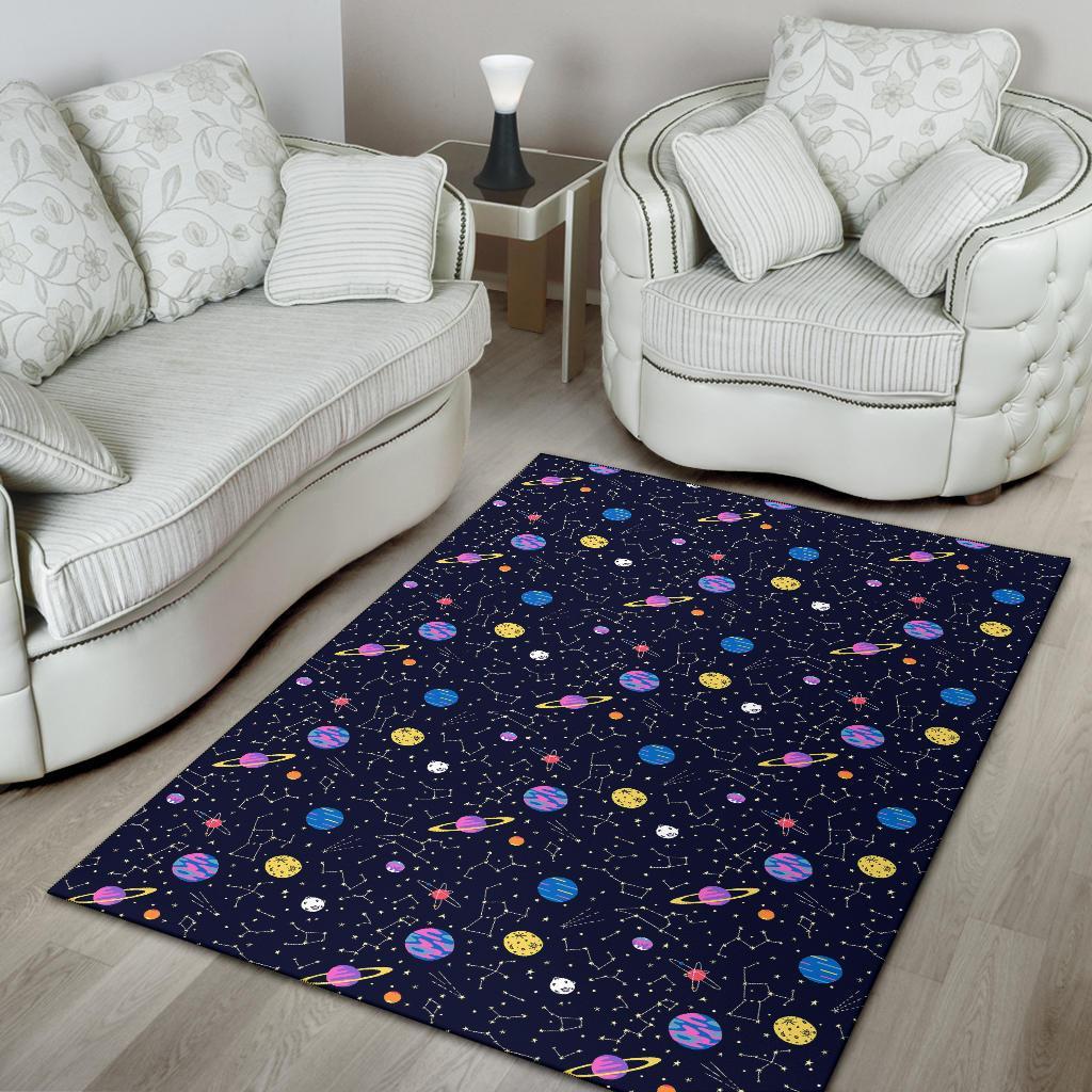 Constellation Planet Print Pattern Floor Mat-grizzshop