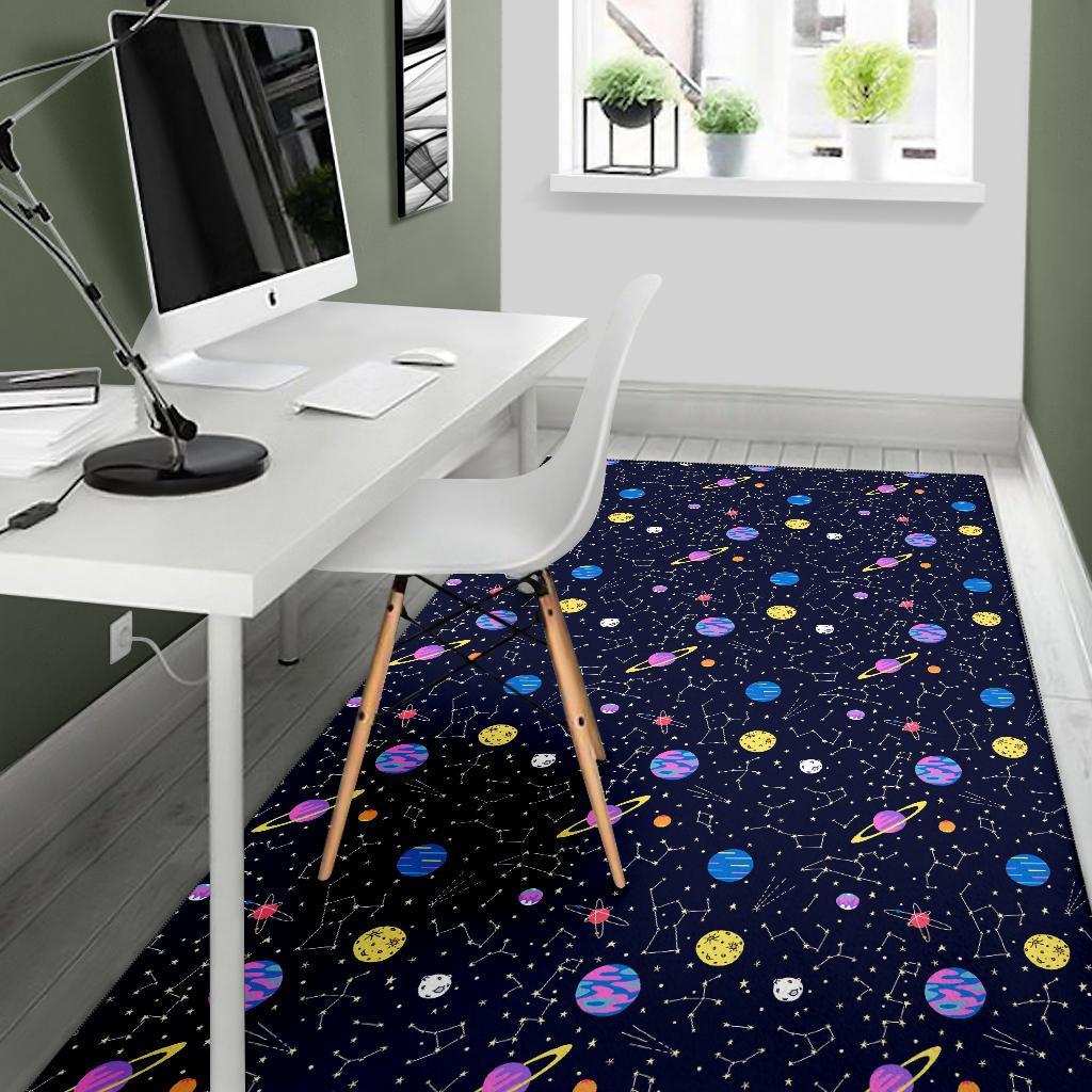 Constellation Planet Print Pattern Floor Mat-grizzshop