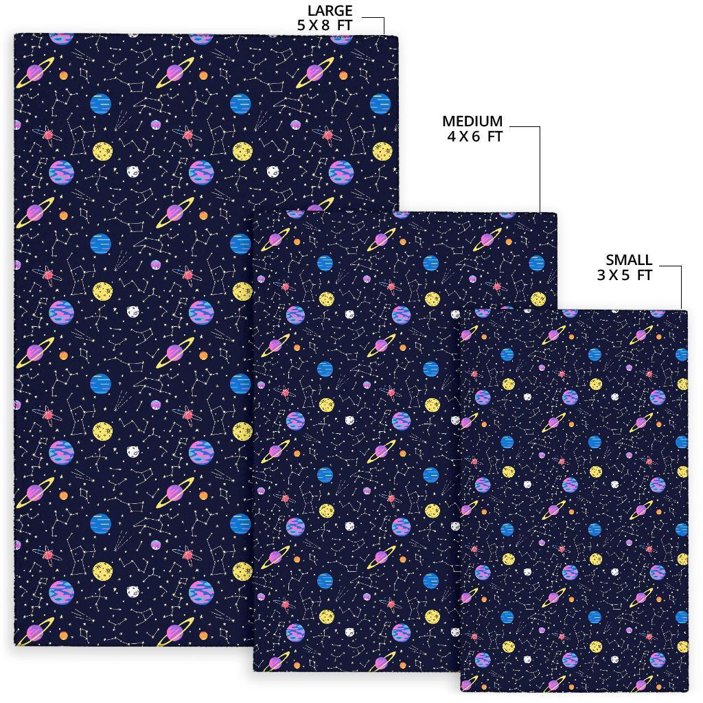 Constellation Planet Print Pattern Floor Mat-grizzshop