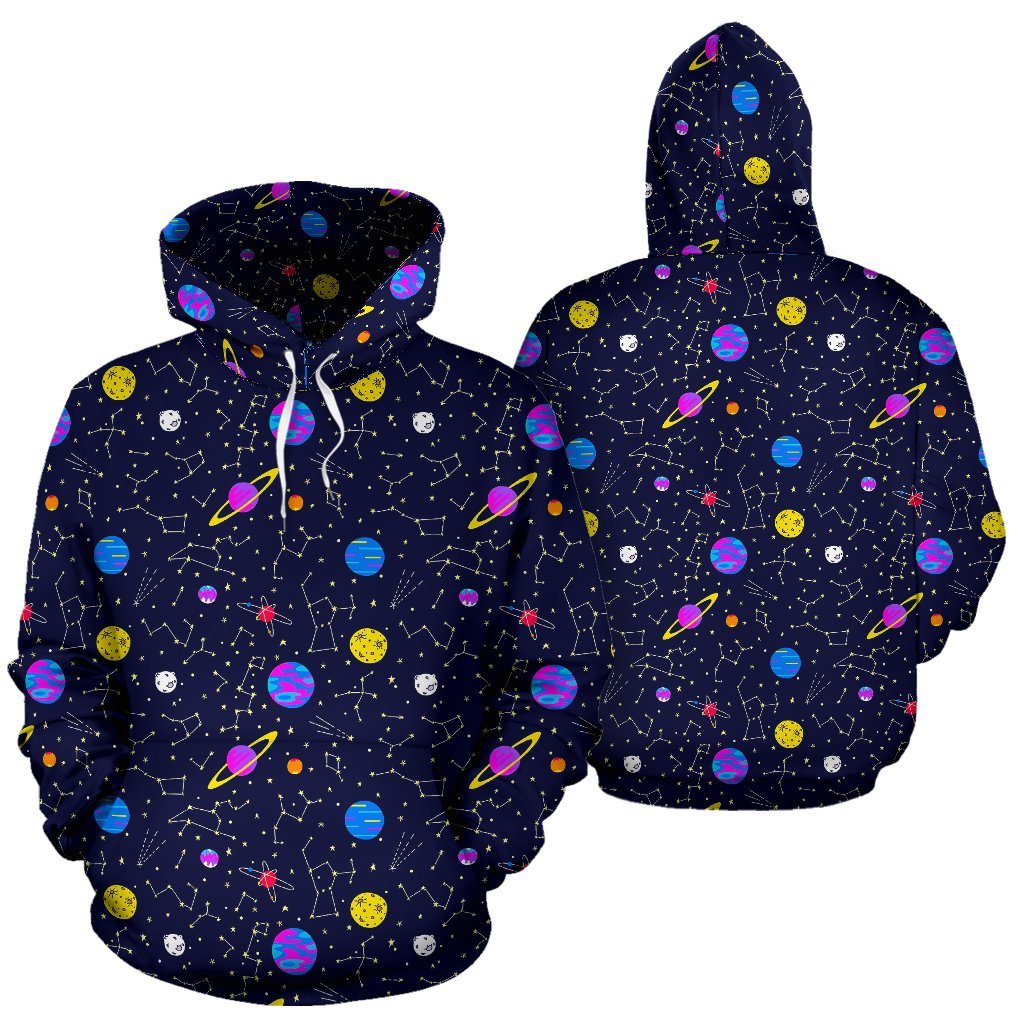 Constellation Planet Print Pattern Men Women Pullover Hoodie-grizzshop