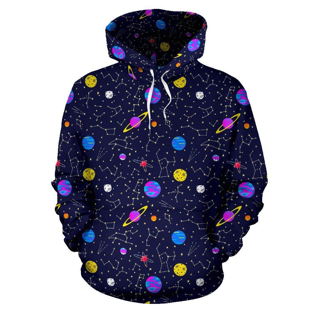 Constellation Planet Print Pattern Men Women Pullover Hoodie-grizzshop