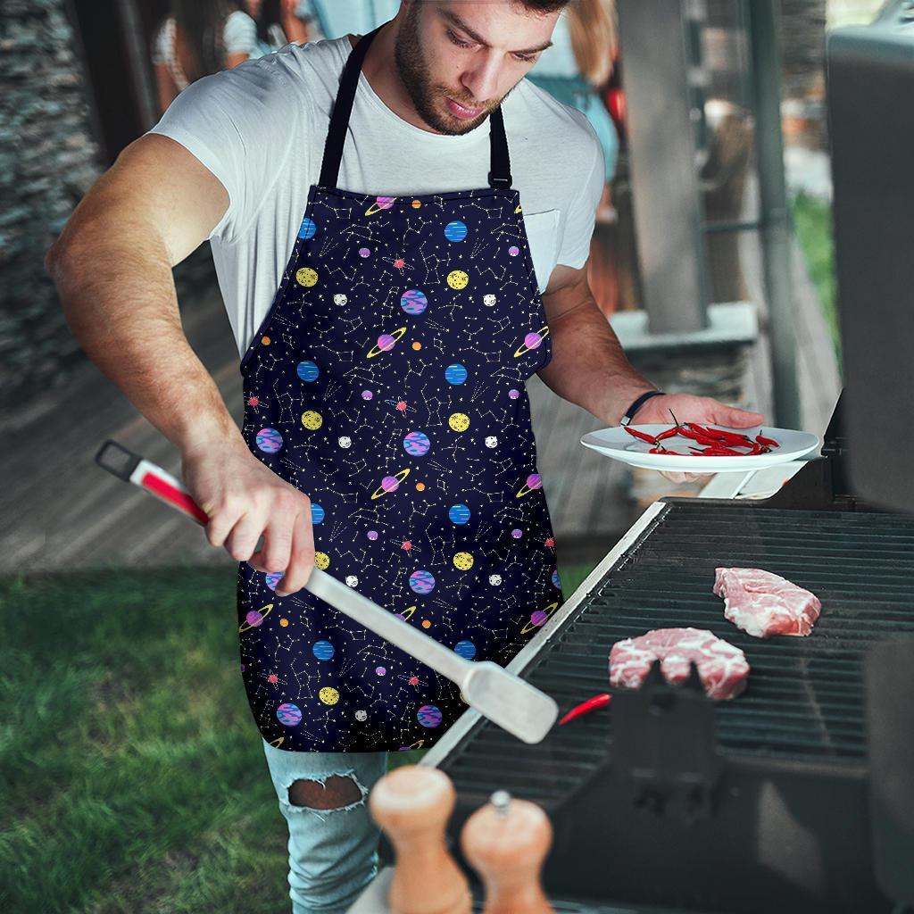 Constellation Planet Print Pattern Men's Apron-grizzshop