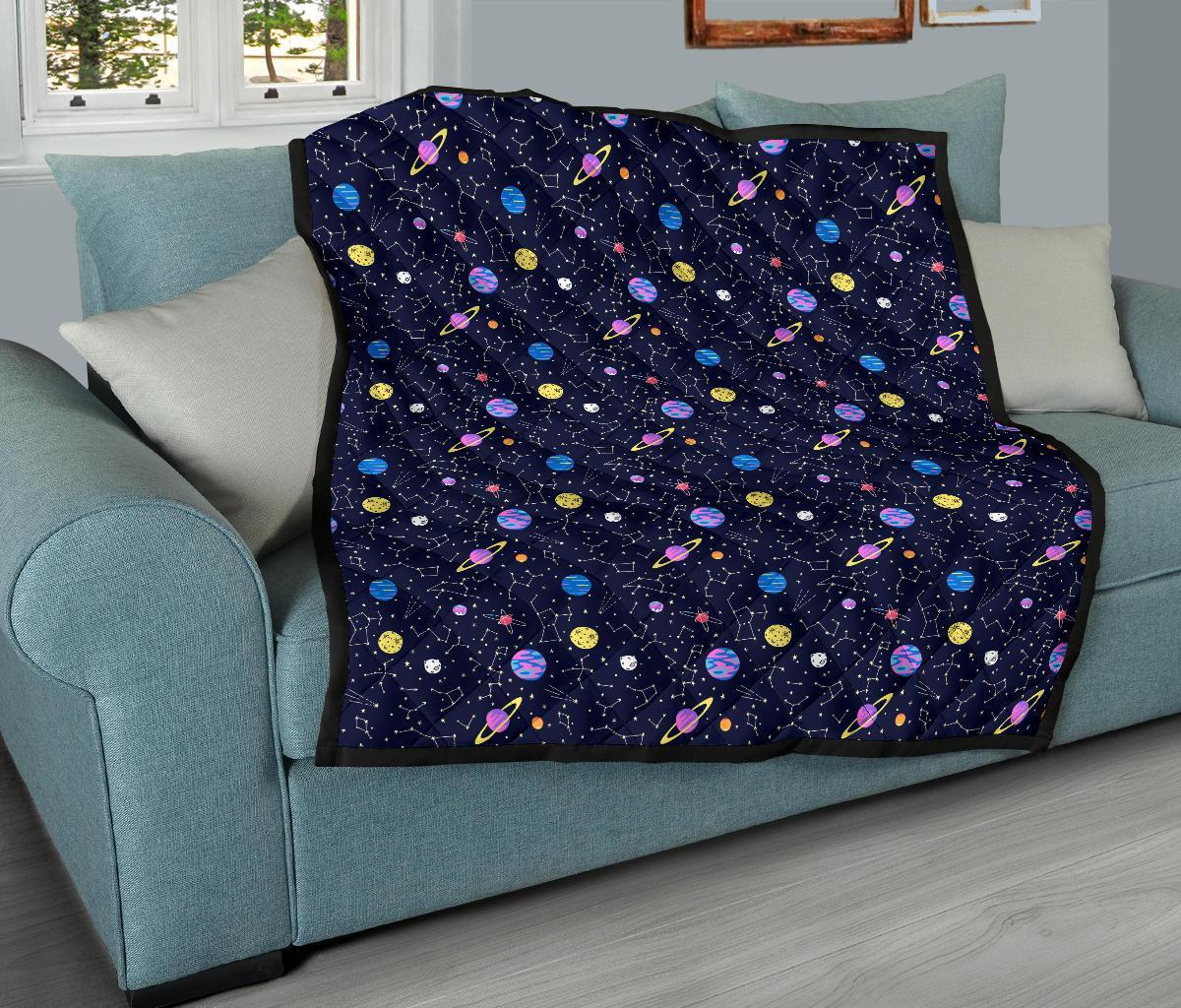 Constellation Planet Print Pattern Quilt-grizzshop