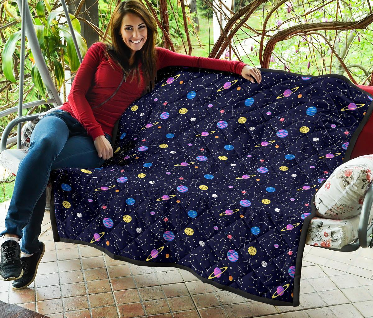 Constellation Planet Print Pattern Quilt-grizzshop