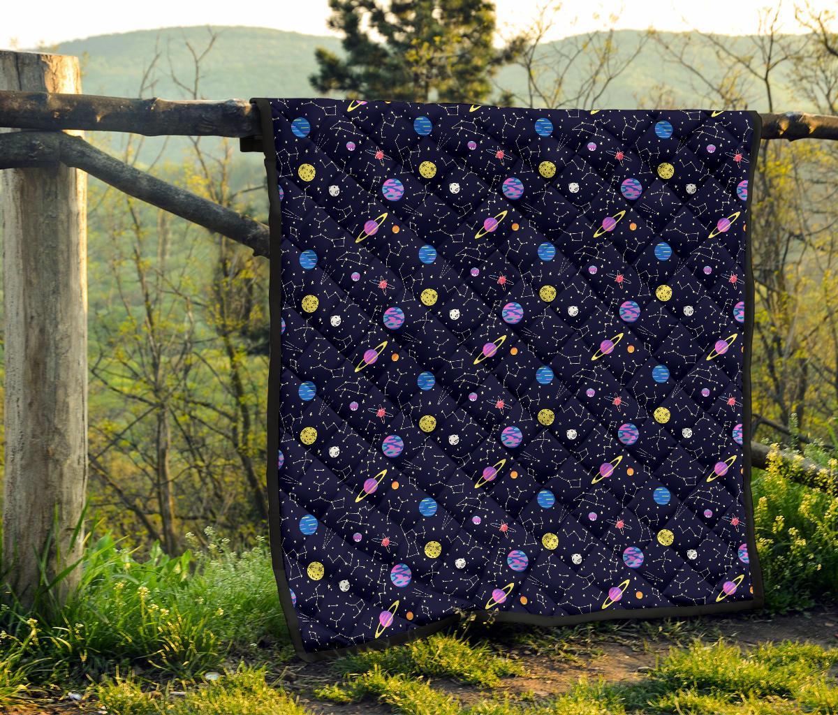 Constellation Planet Print Pattern Quilt-grizzshop