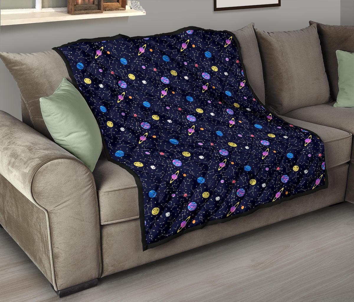 Constellation Planet Print Pattern Quilt-grizzshop