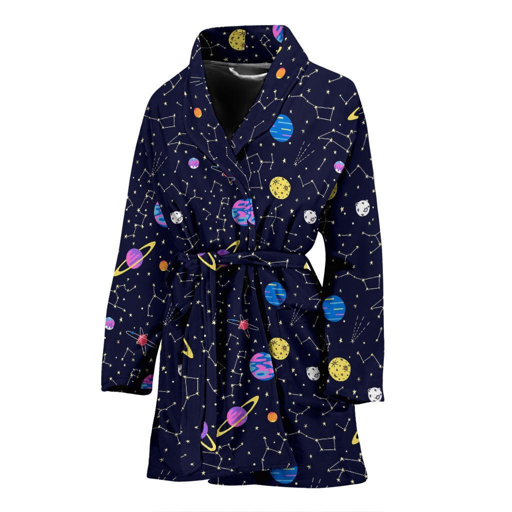 Constellation Planet Print Pattern Women Long Robe-grizzshop