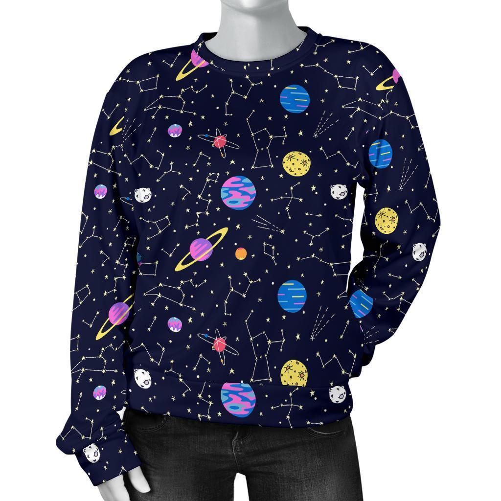 Constellation Planet Print Pattern Women's Sweatshirt-grizzshop