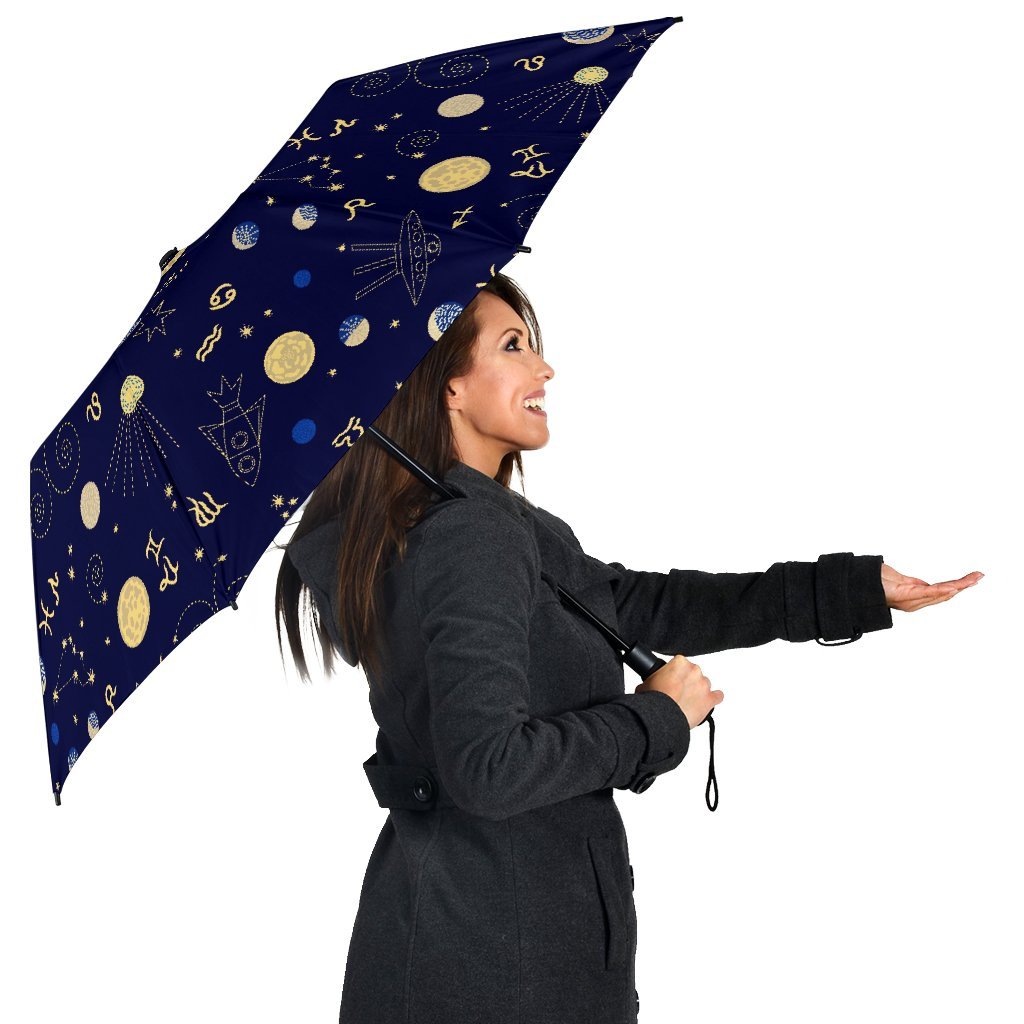 Constellation Print Pattern Automatic Foldable Umbrella-grizzshop