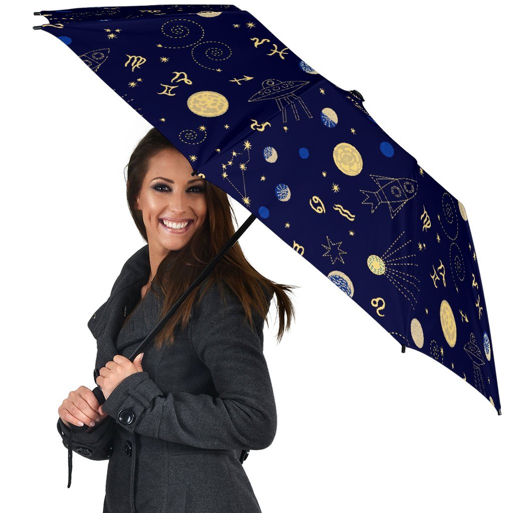 Constellation Print Pattern Automatic Foldable Umbrella-grizzshop