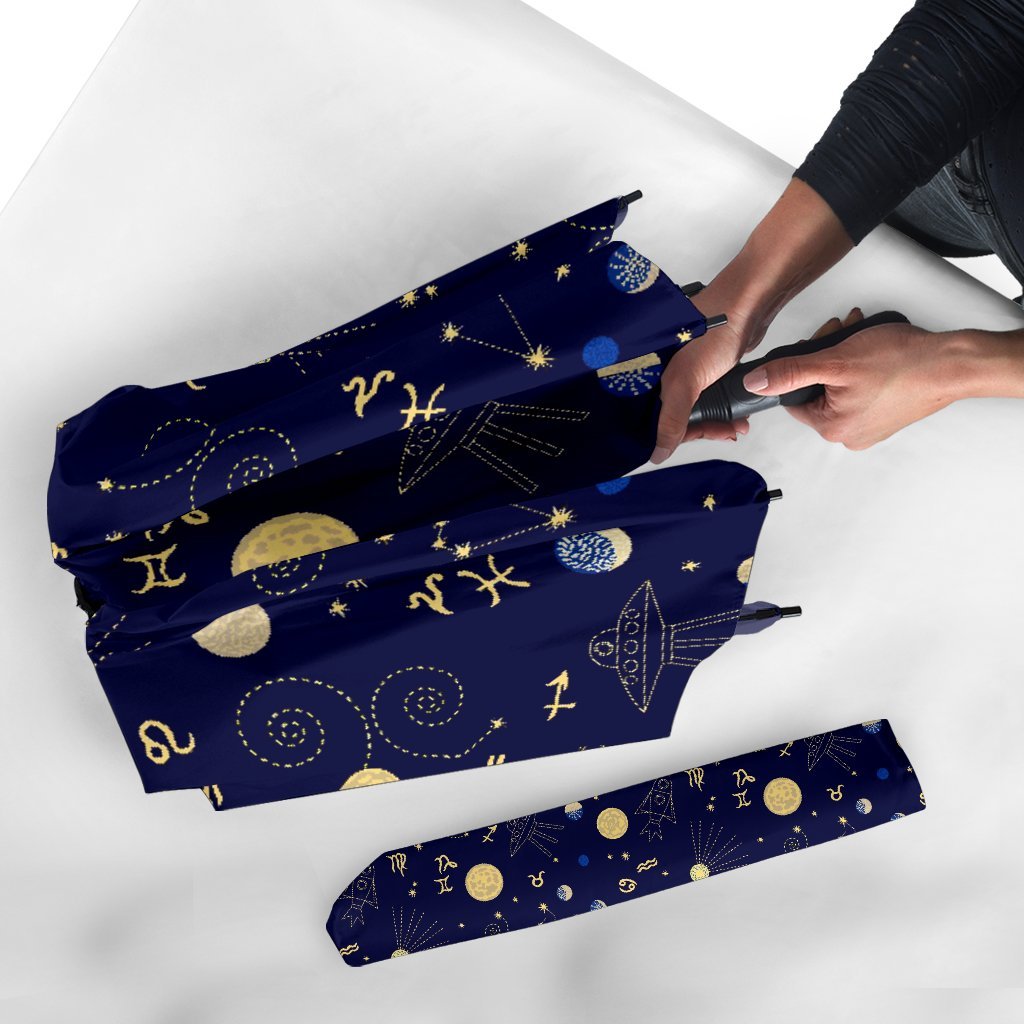 Constellation Print Pattern Automatic Foldable Umbrella-grizzshop
